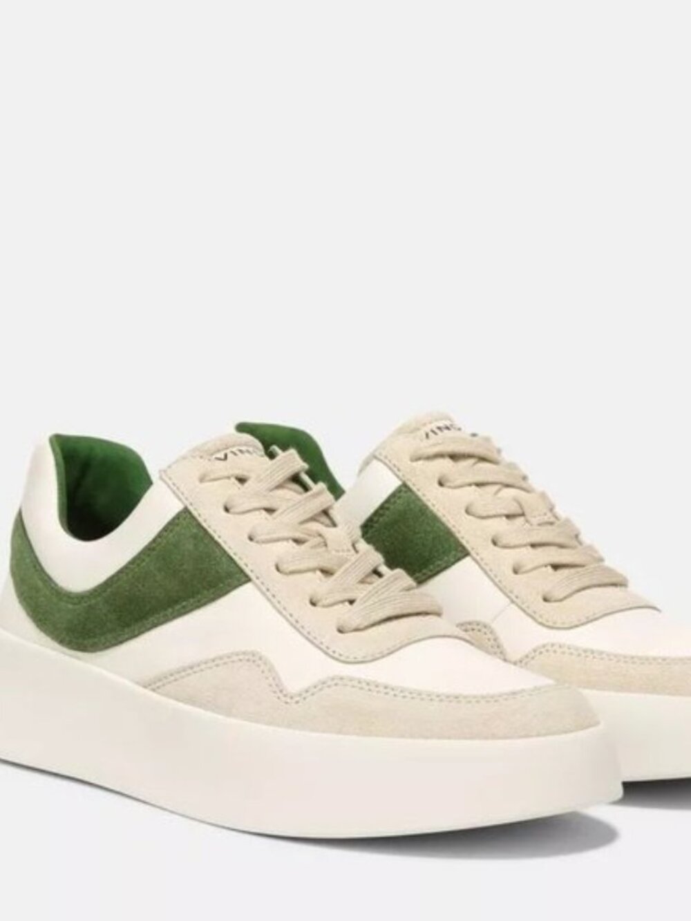 VINCE Warren Court Leather and Suede Sneaker in Palm Leaf Size 8.5